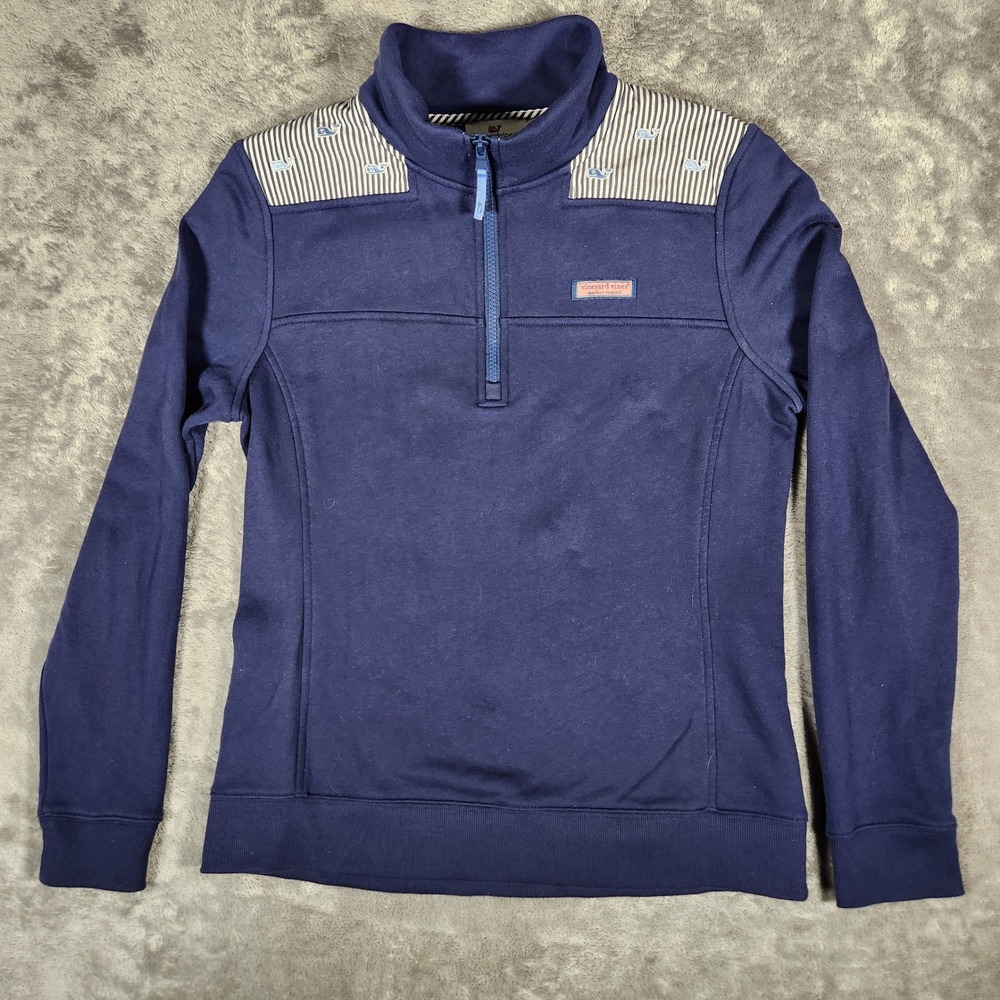 Vineyard Vines Shep Shirt Women Medium Navy Blue Excellent Quarter Zip Pullover